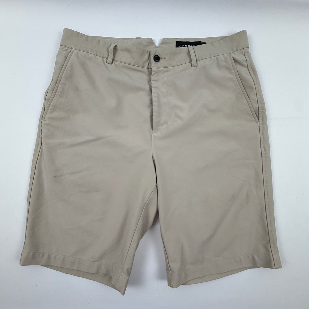 Dunning Mens Khaki Tan Golf Shorts Size 32 Stretch Performance Flat Front